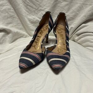 Sam Edelman Teresa Striped DOrsay Pointed‎ Toe Pumps Heels Womens Size 7.5M